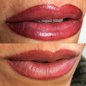 Full lip blend dark rose micropigmentation