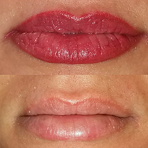 Full lip blend dark rose micropigmentation